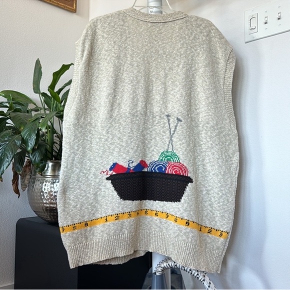 Vintage 90’s 80’s Knit Sweater Vest Sz 2X Plus Button Front Knitting Sewing - Picture 9 of 11